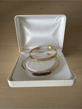 New York and Company Gold -Tone Stackable Open Cuff Bracelet Set